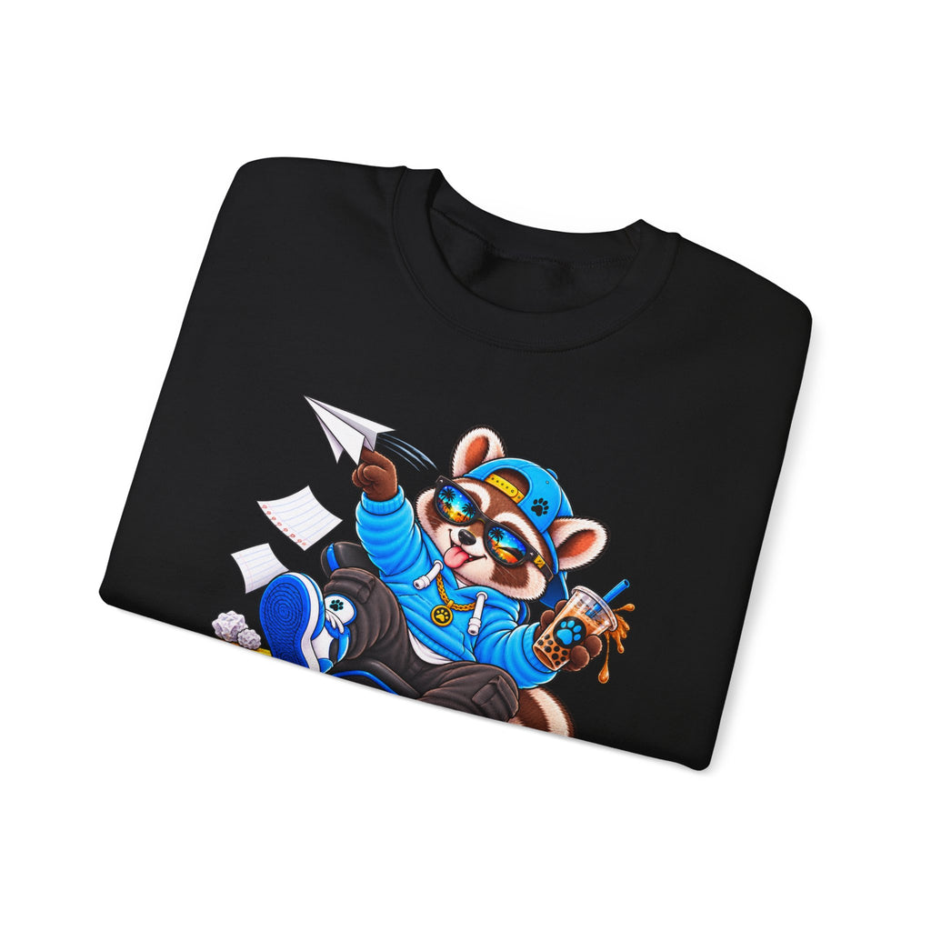 Mischievous Raccoon Crewneck Sweatshirt — Cute Kawaii Cartoon Graphic
