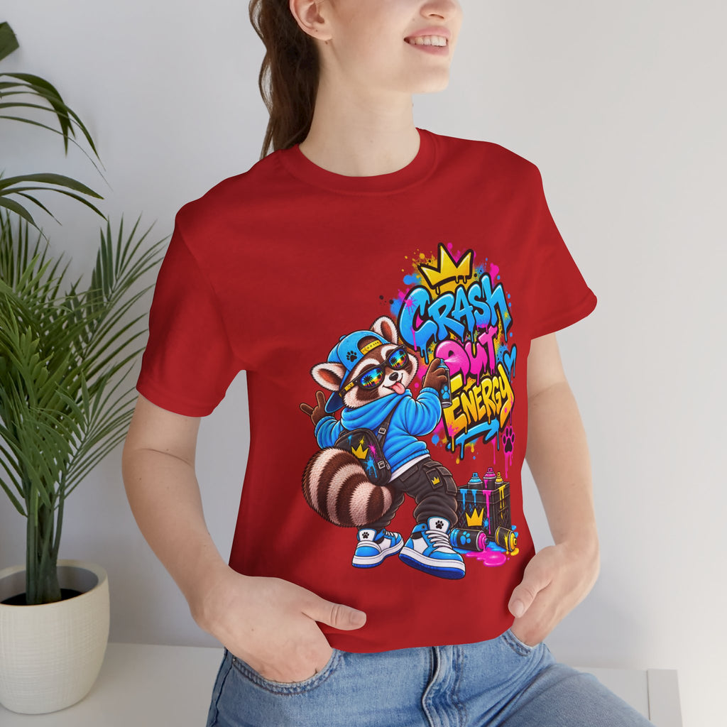 Graphic Tee — 'Crash Out Energy' Streetwear Raccoon Graffiti Shirt