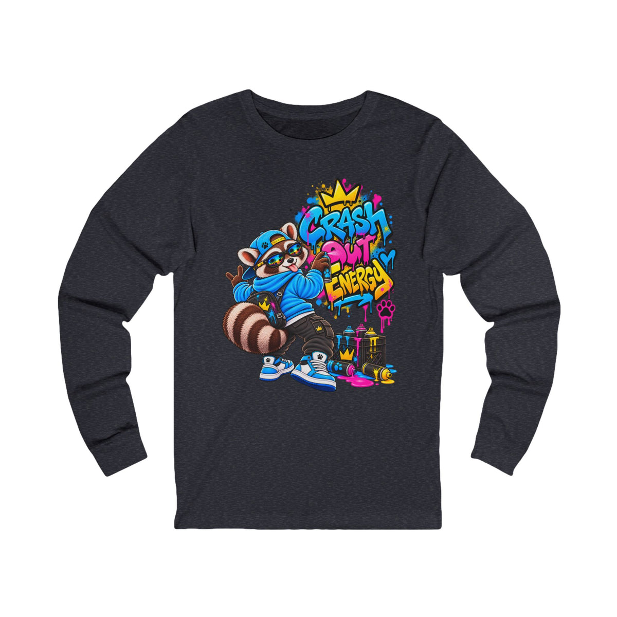 Crash Out Energy Raccoon Long Sleeve Tee