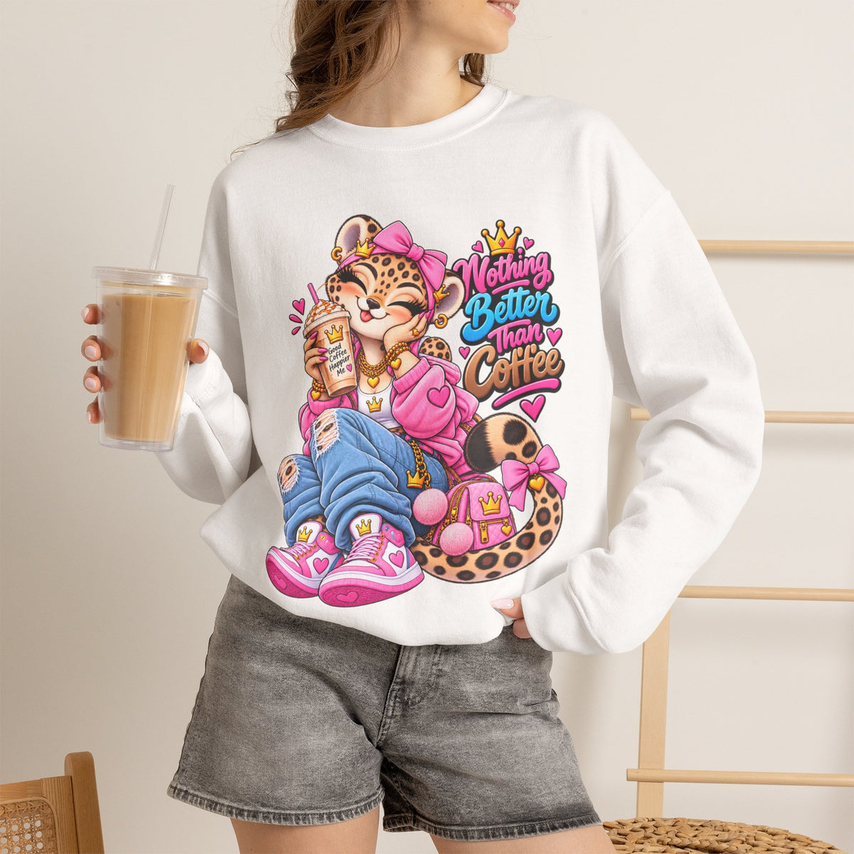 Cute Kawaii Leopard - Graphic Sweatshirt