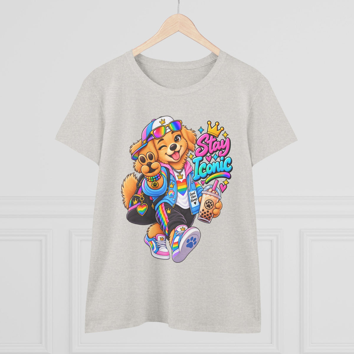 Stay Iconic Dog Graphic Tee — Cute Retro Teddy Bear Design