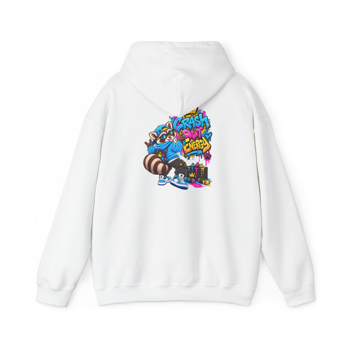 Raccoon Street Art Hoodie – 'Bright Energy' Graffiti Graphic Sweatshirt