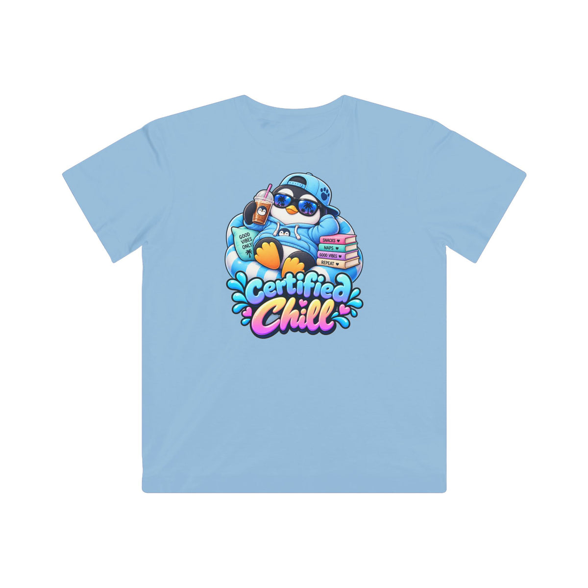 Kids "Certified Chill" T-Shirt — Relaxed Penguin Graphic Tee