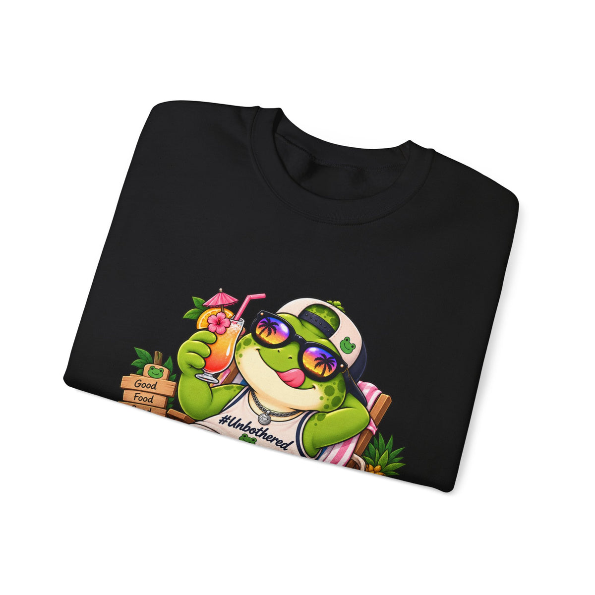 Chill Frog Crewneck Sweatshirt – Relaxed Beach Vibes Graphic Pullover