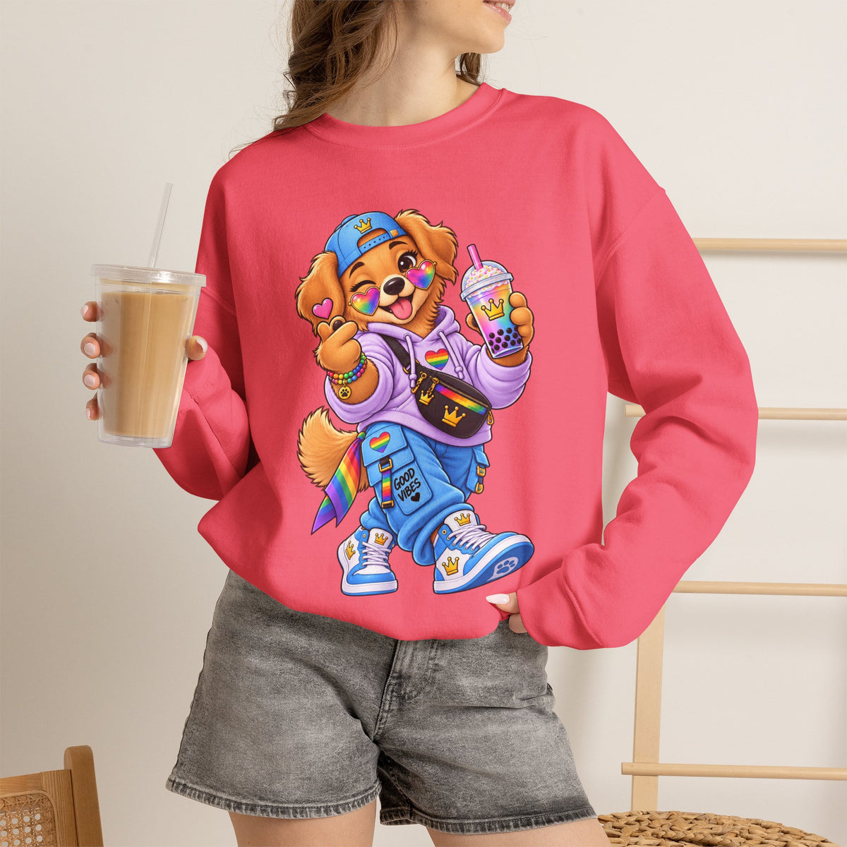 Cute Big Personality Hip-Hop Dog Crewneck Sweatshirt
