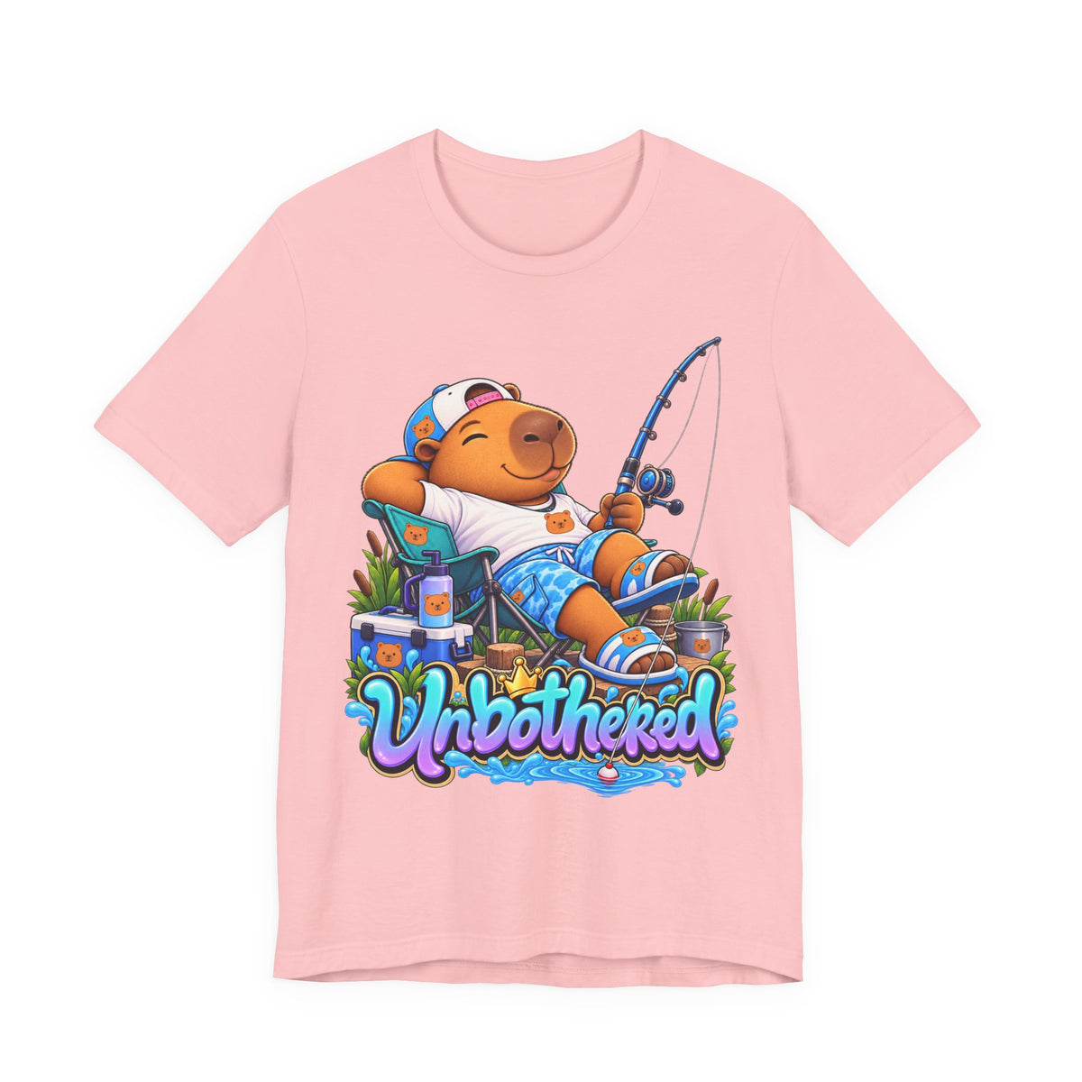 Unbothered Fishing Capybara Tee — Relaxed Vacation Vibes Graphic T-Shirt