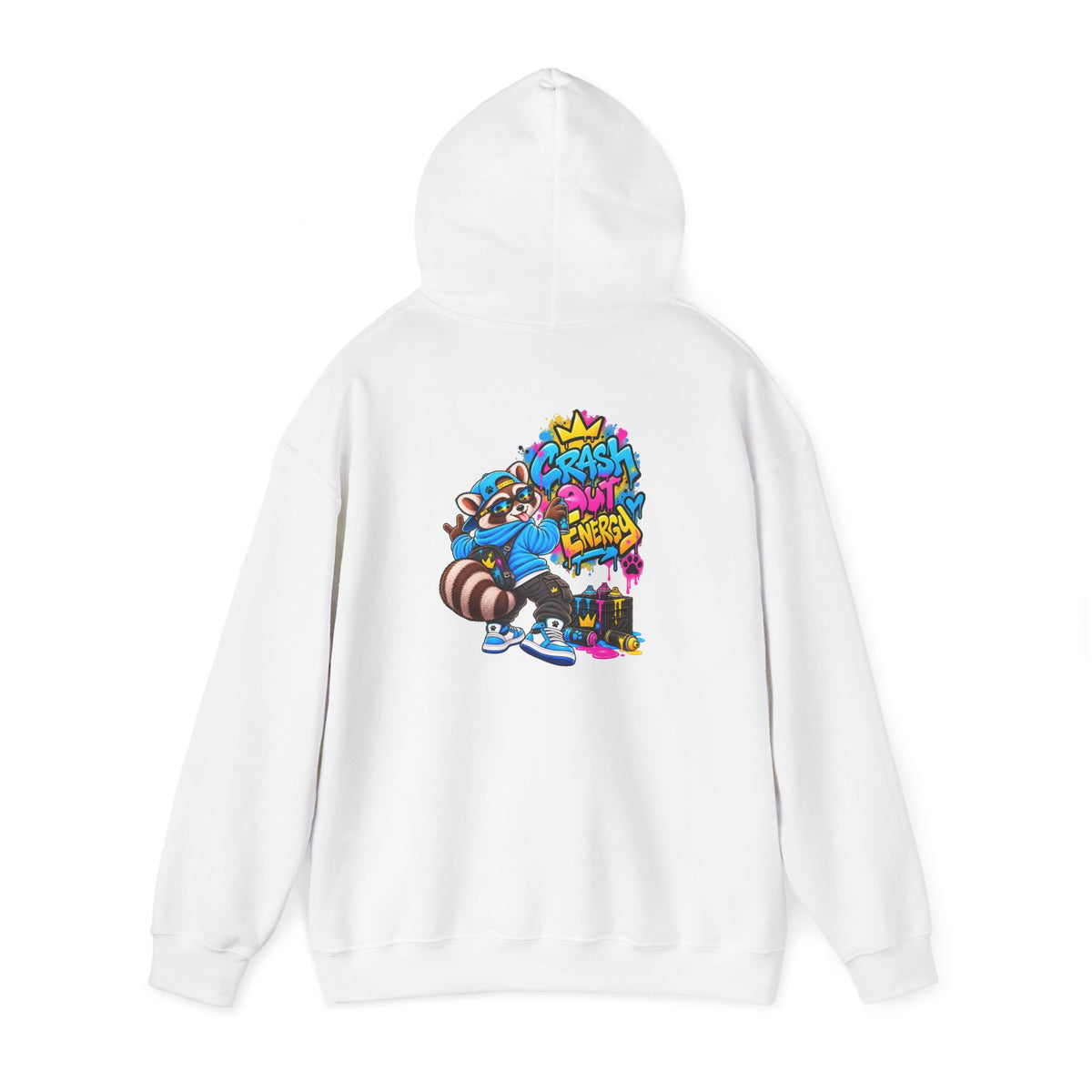 Raccoon Street Art Hoodie – 'Bright Energy' Graffiti Graphic Sweatshirt