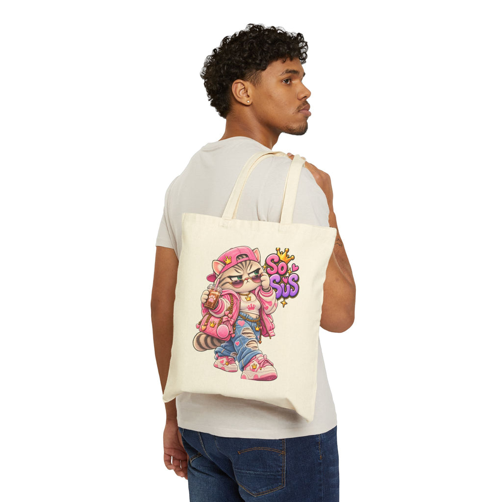 So Suss Cat Tote Bag — Cute Streetwear Cat Canvas Tote