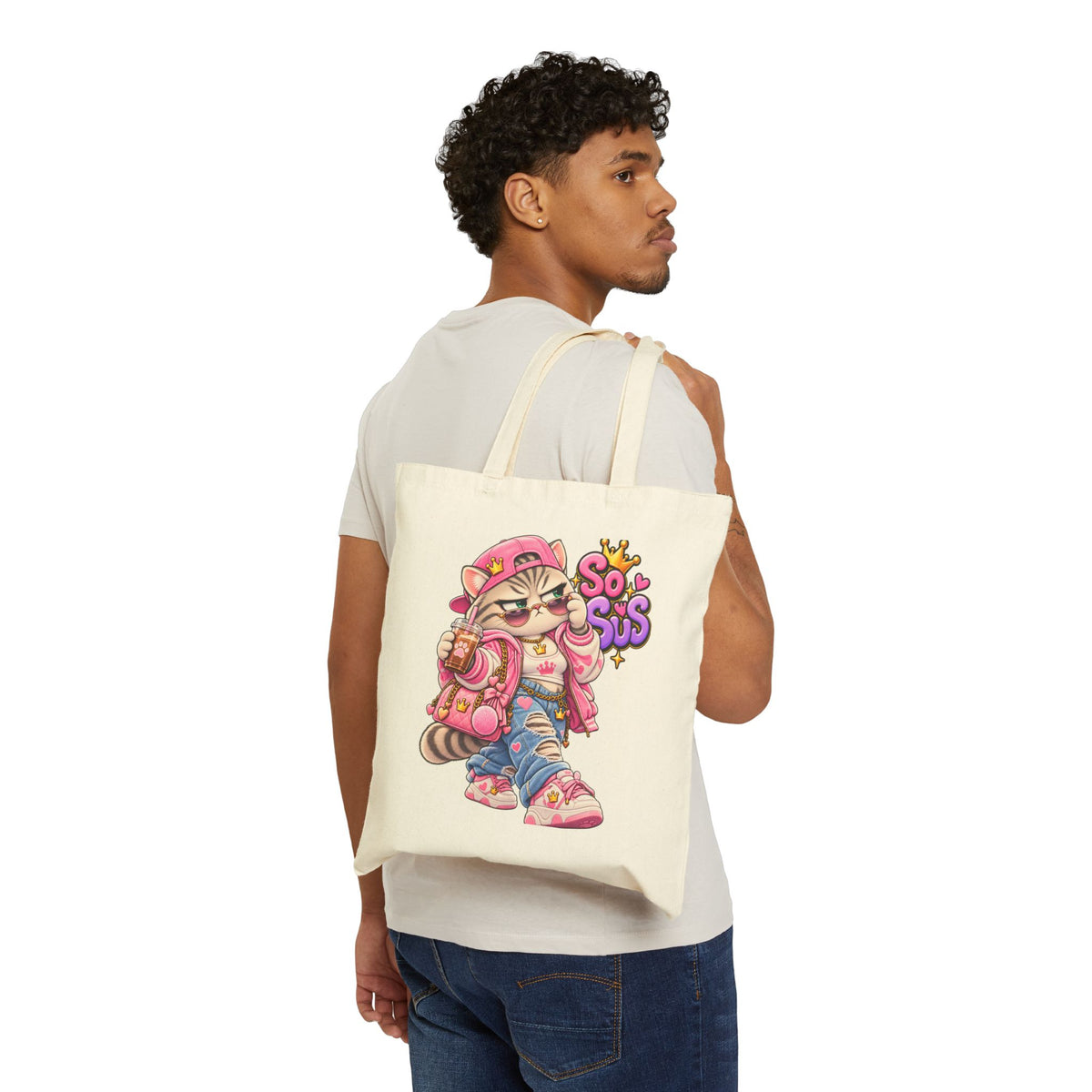 So Suss Cat Tote Bag — Cute Streetwear Cat Canvas Tote