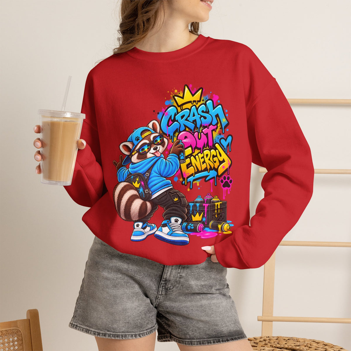 Crash Out Energy Crewneck Sweatshirt — Urban Raccoon Streetwear