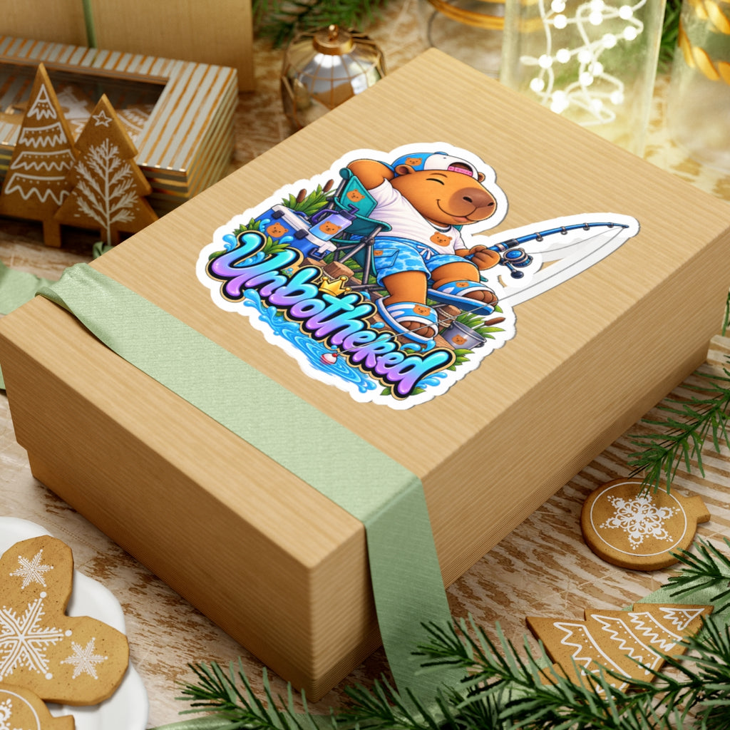 Unbothered Relaxing Capybara Fishing Sticker