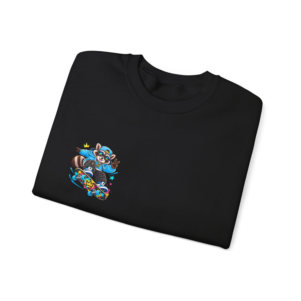 Whimsical Blue Cat Galaxy Crewneck Sweatshirt
