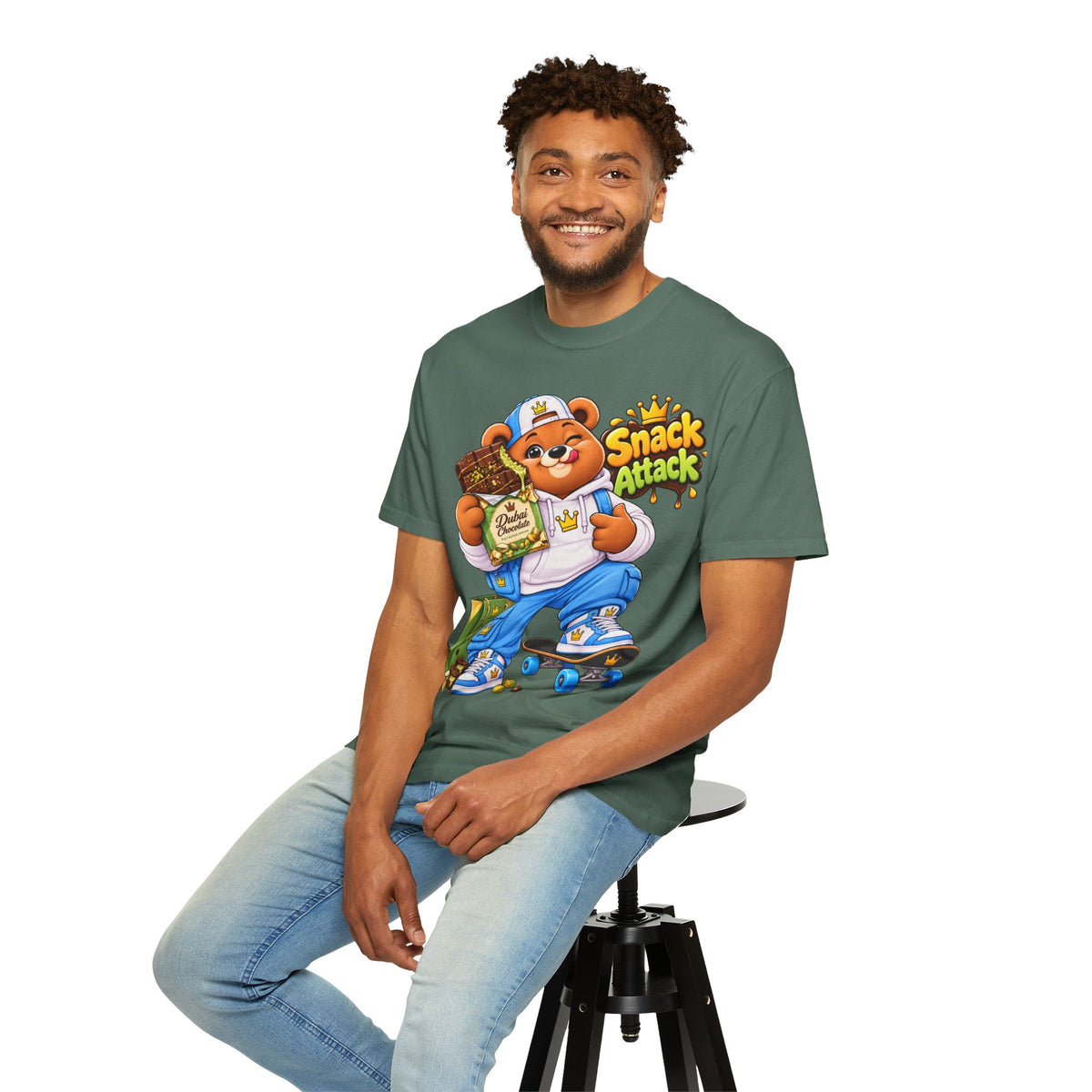 Snack Attack Bear T-Shirt — Cute Skateboarder Graphic Tee