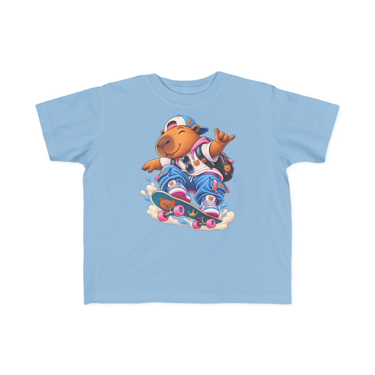 Toddler Capybara Skate T-Shirt — Cute Skateboarding Capybara Tee for Kids