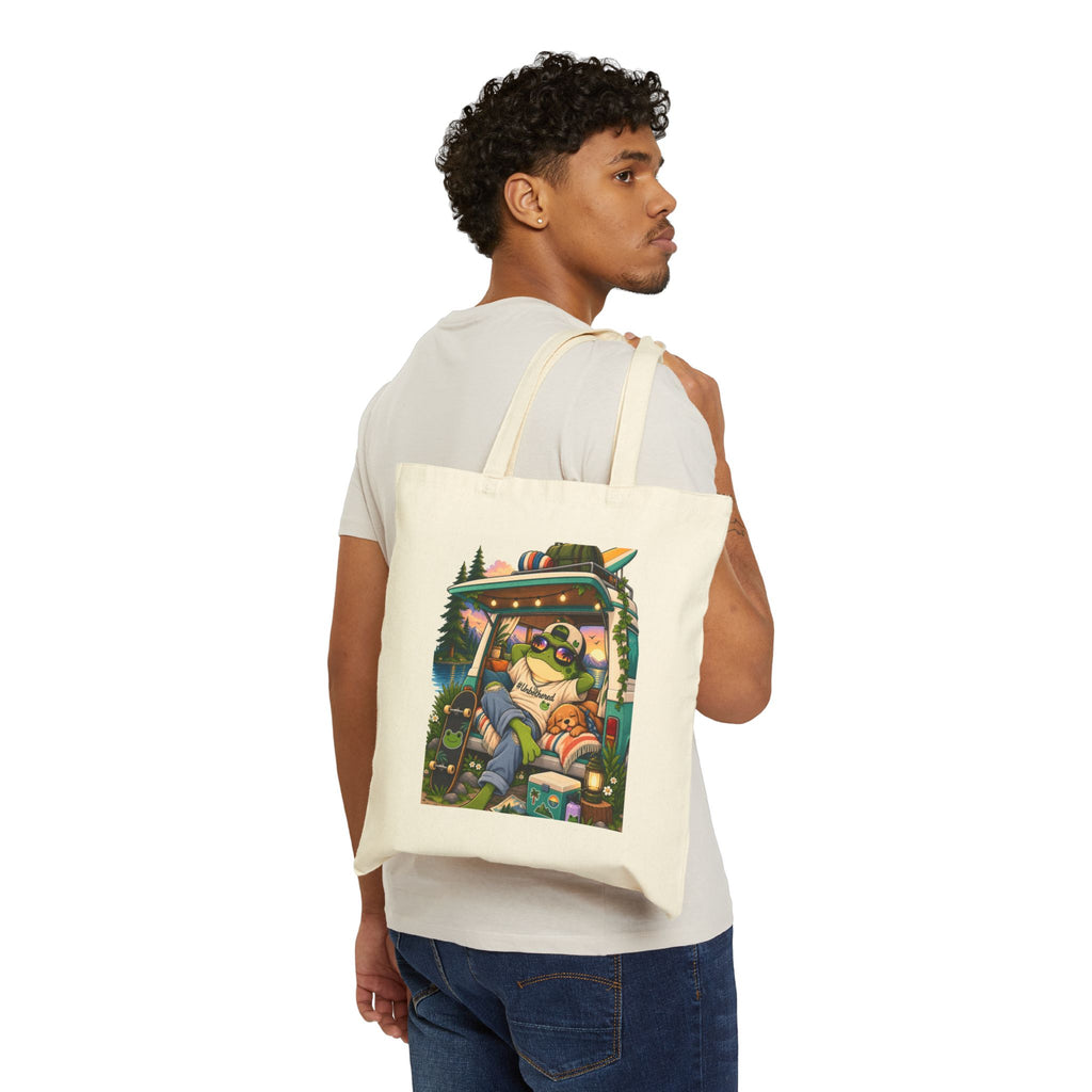Tote Bag — Retro Camping Van Sloth Illustration Canvas Tote