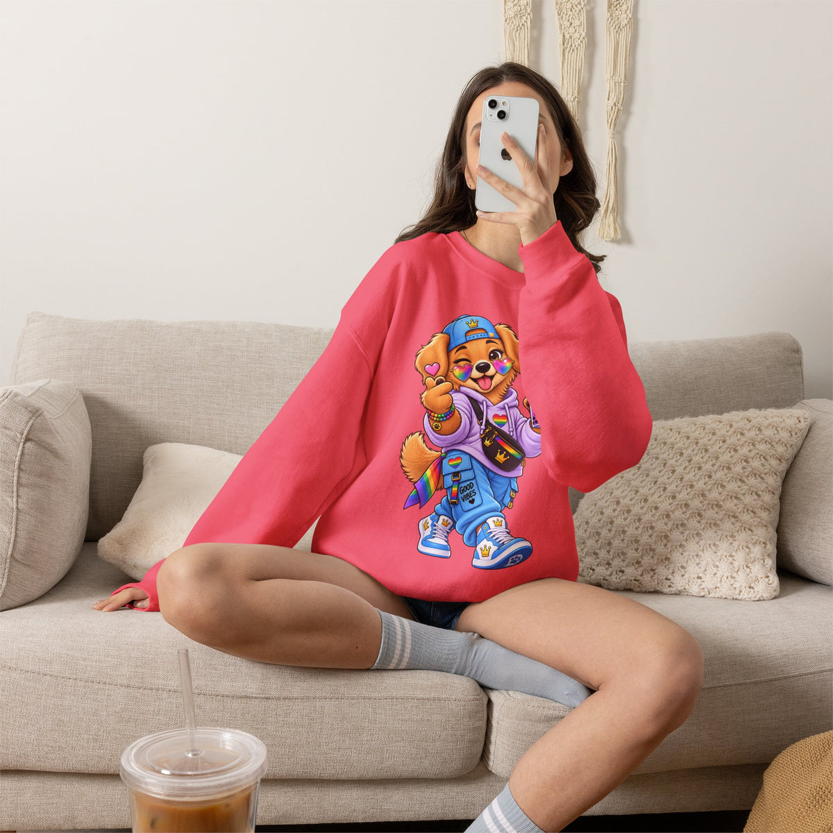 Cute Big Personality Hip-Hop Dog Crewneck Sweatshirt