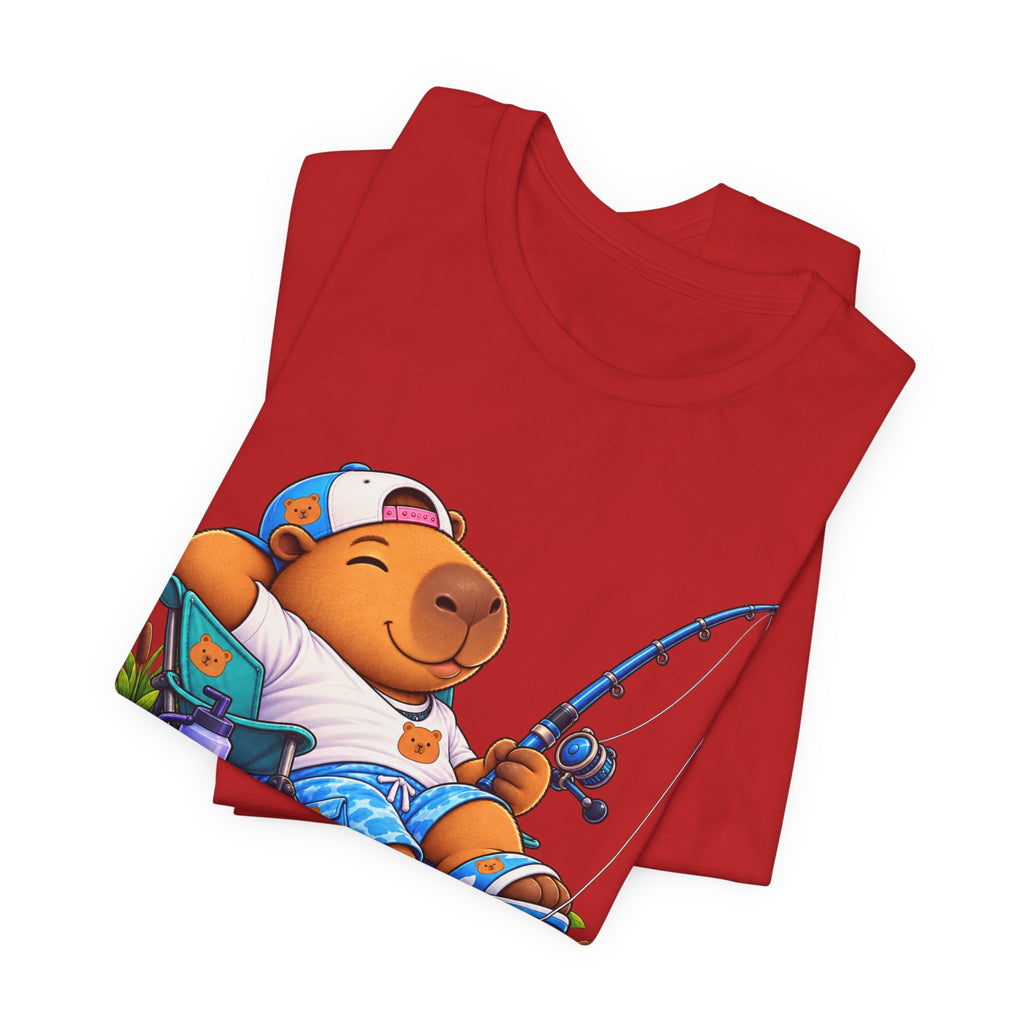 Unbothered Fishing Capybara Tee — Relaxed Vacation Vibes Graphic T-Shirt