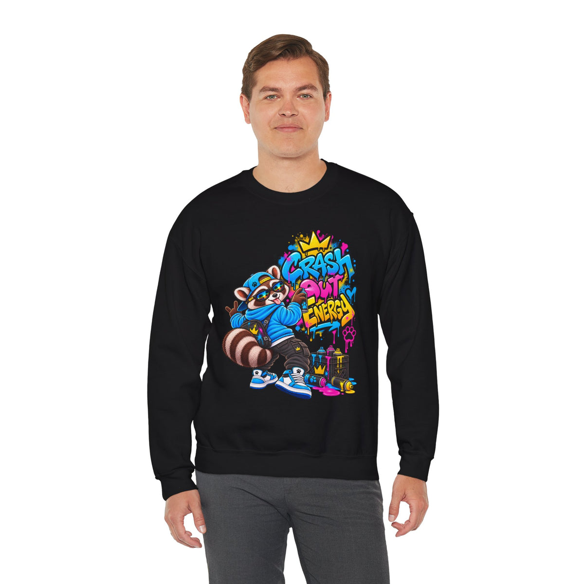 Crash Out Energy Crewneck Sweatshirt — Urban Raccoon Streetwear