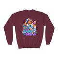 Youth Crewneck Sweatshirt — 'Low Key Slayin' It' Chill Capybara Lounge Pullover