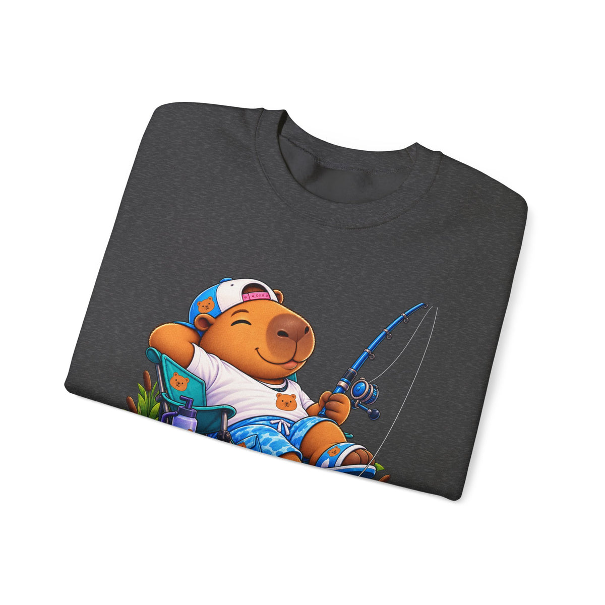Unbothered Fishing Capybara Crewneck Sweatshirt