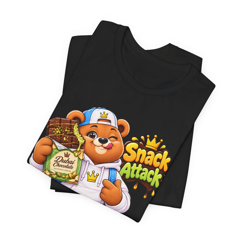 Snack Attack Bear T‑Shirt — Cute Foodie Bear Eating Snacks Graphic Tee