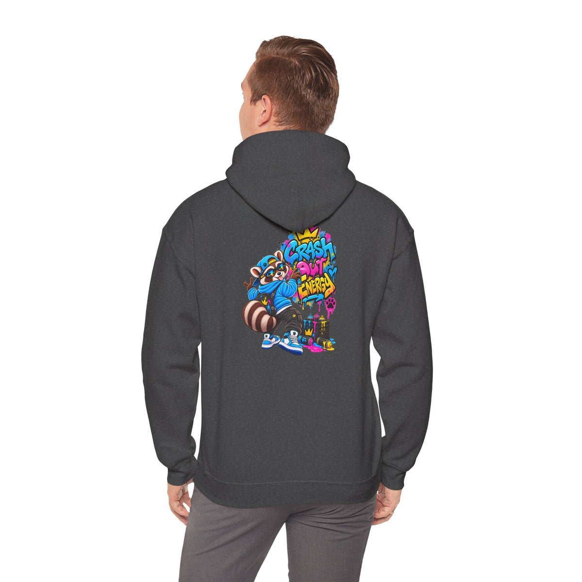 Raccoon Street Art Hoodie – 'Bright Energy' Graffiti Graphic Sweatshirt