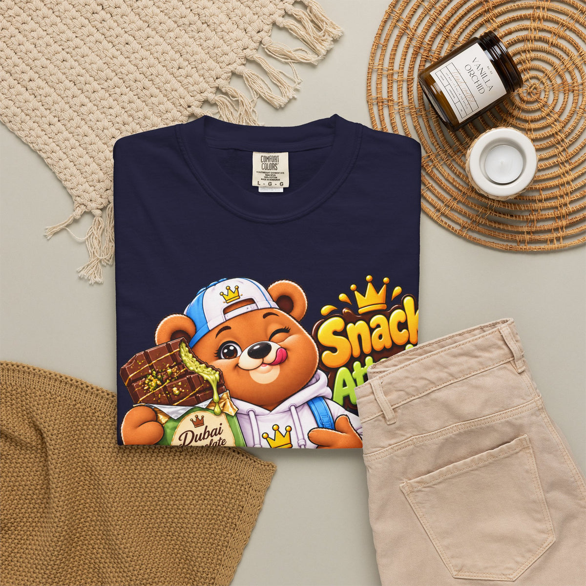 Snack Attack Bear T-Shirt — Cute Skateboarder Graphic Tee