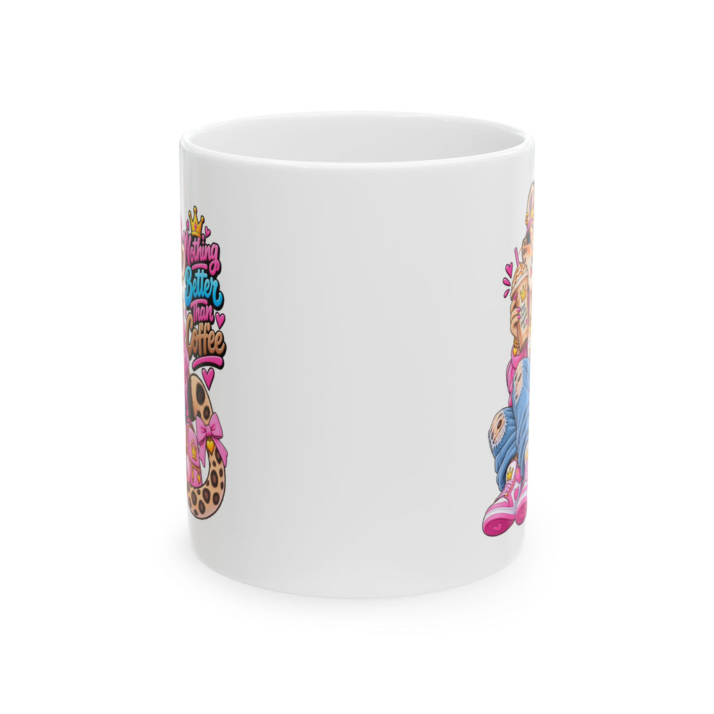 Cute Leopard Coffee Mug — Colorful Retro Girl Illustration (11oz/15oz)