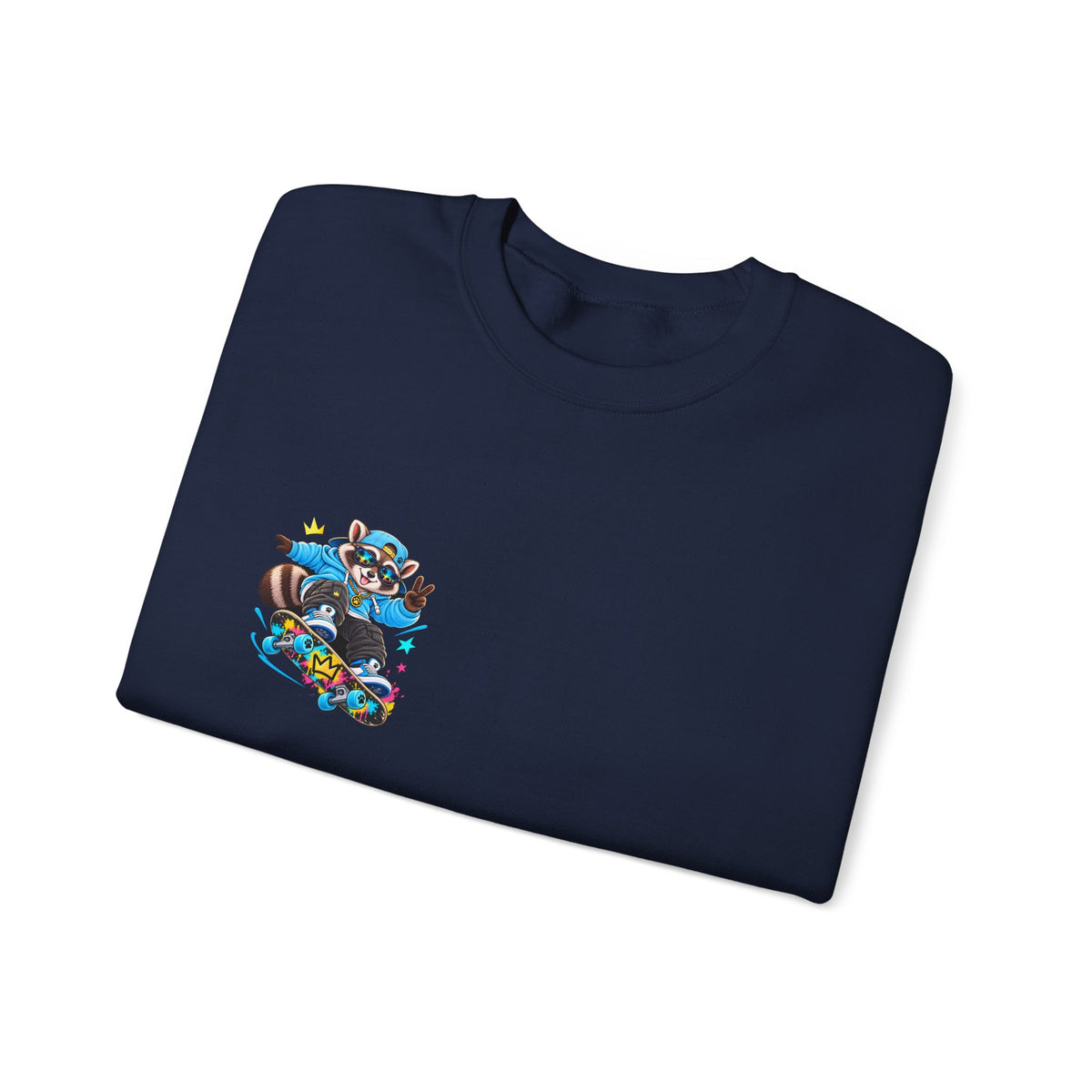 Whimsical Blue Cat Galaxy Crewneck Sweatshirt