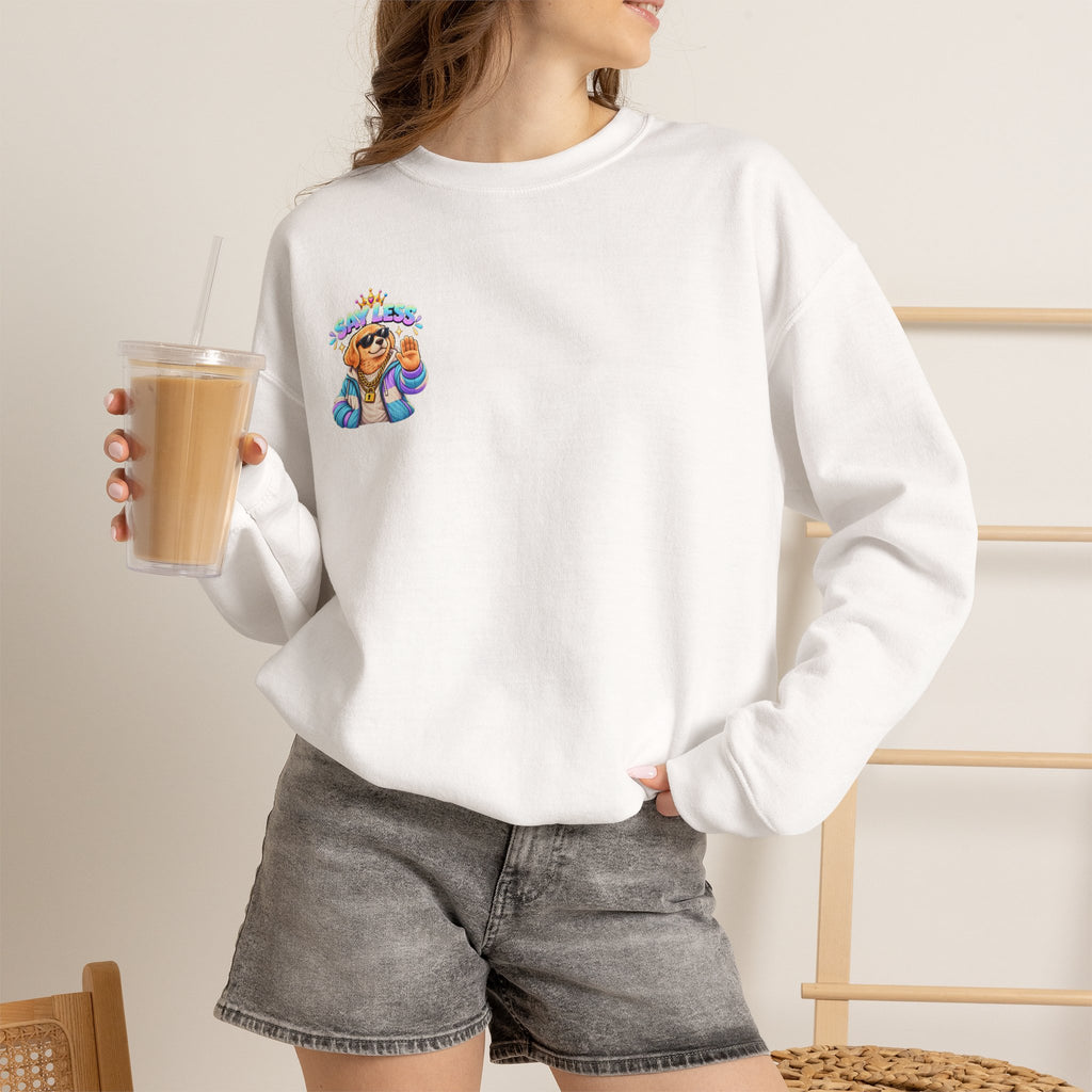 Crewneck Sweatshirt - Colorful Girl with Flower Crown Graphic