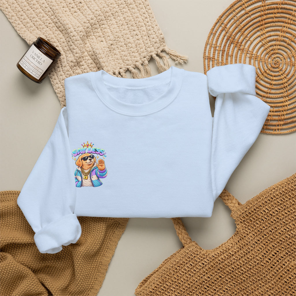 Crewneck Sweatshirt - Colorful Girl with Flower Crown Graphic