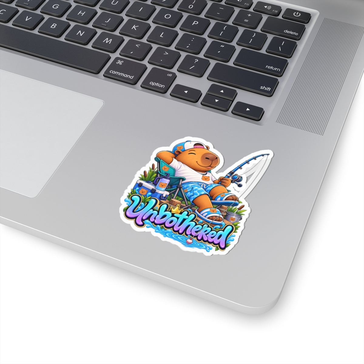 Unbothered Relaxing Capybara Fishing Sticker