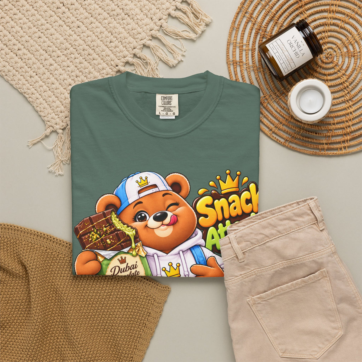 Snack Attack Bear T-Shirt — Cute Skateboarder Graphic Tee