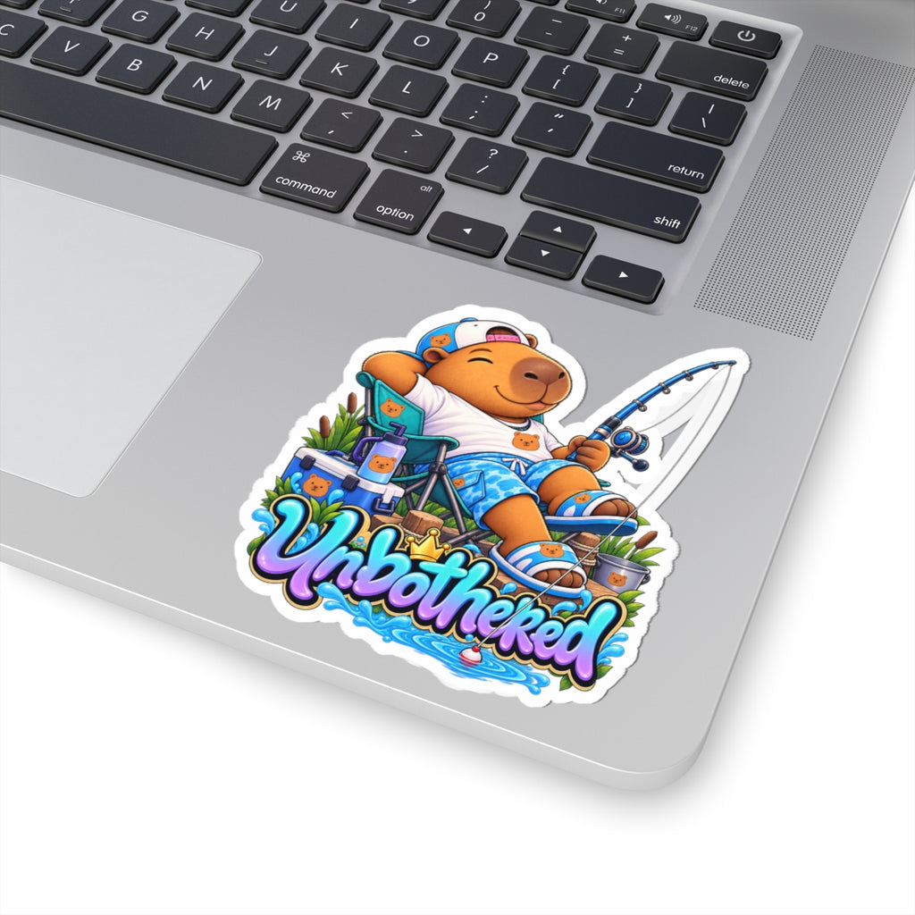 Unbothered Relaxing Capybara Fishing Sticker
