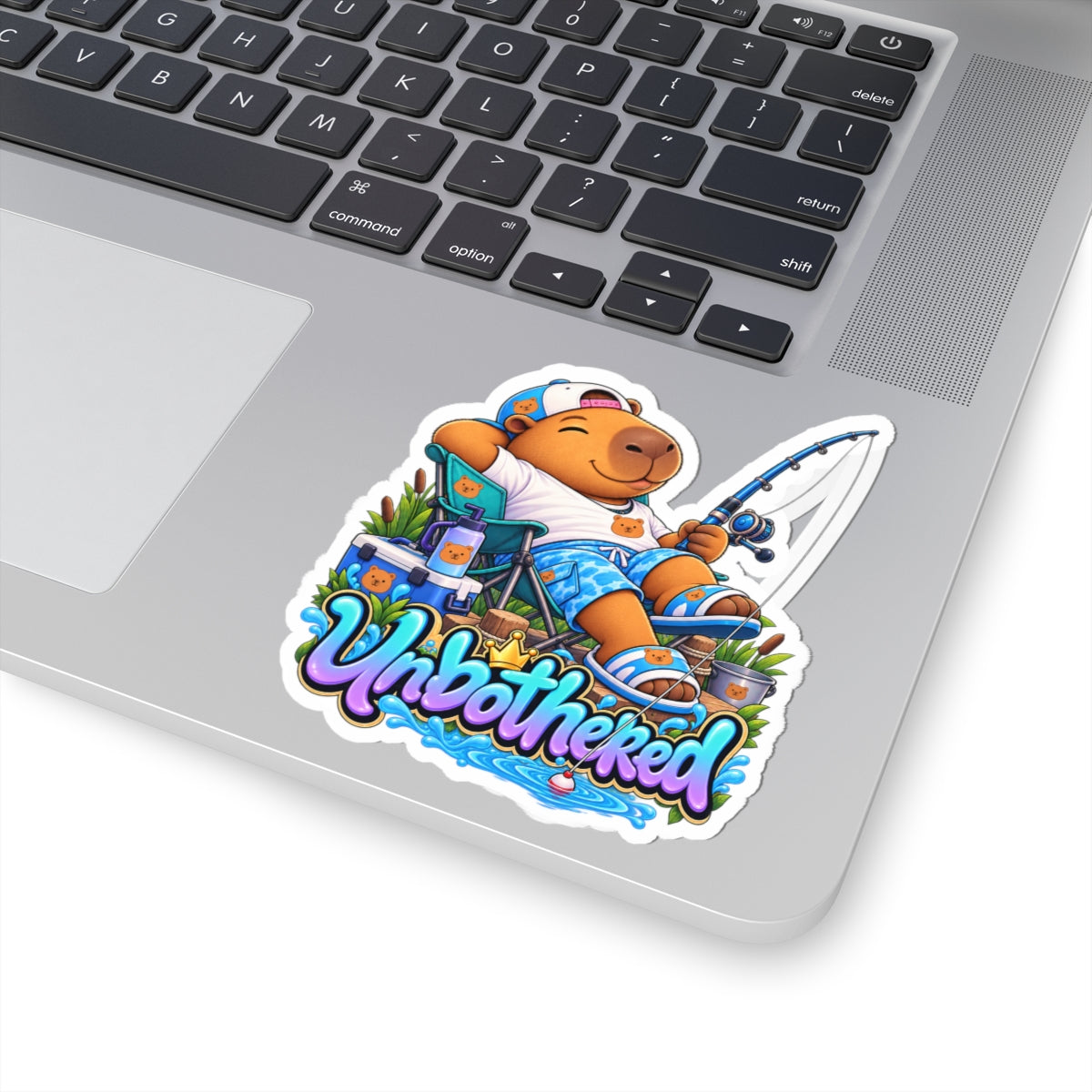 Unbothered Relaxing Capybara Fishing Sticker