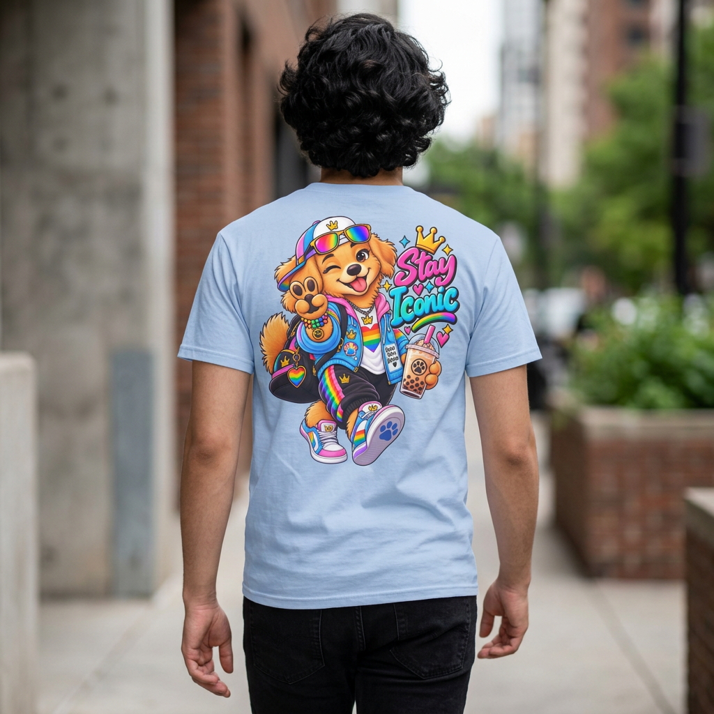 Cute Cartoon Big Personality Dog Tee — Trendy Boba Lover Graphic T-Shirt