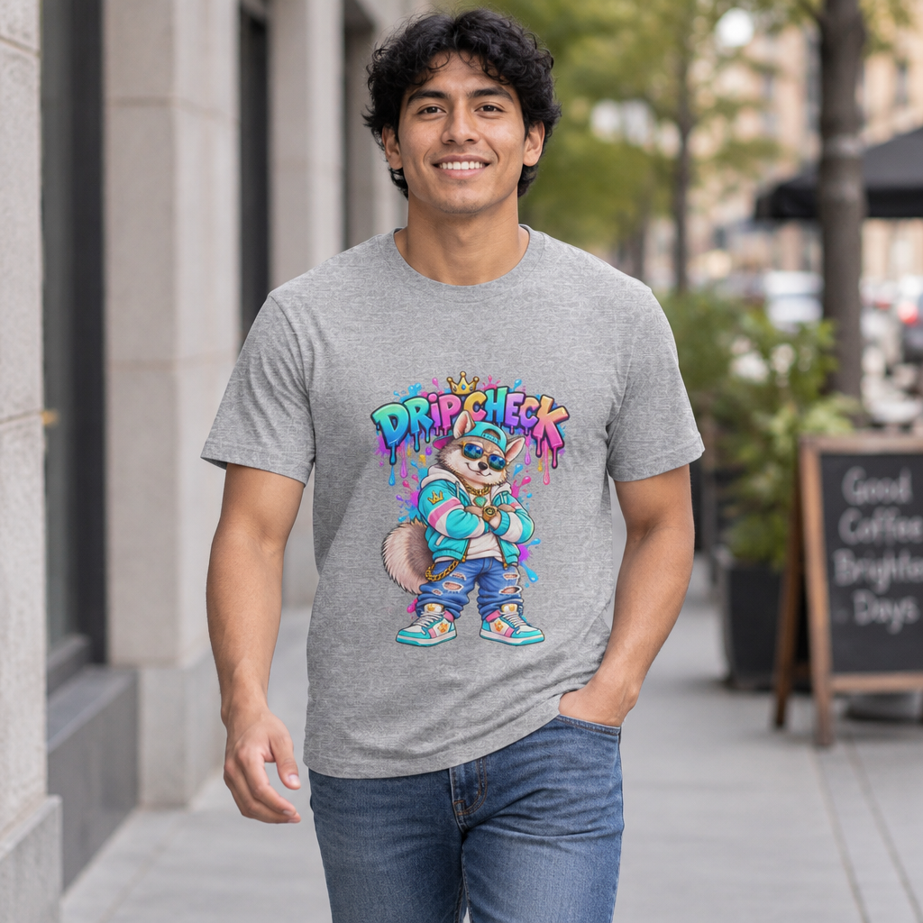 Drip Check Husky Graphic Tee — Cool Streetwear Husky T-Shirt