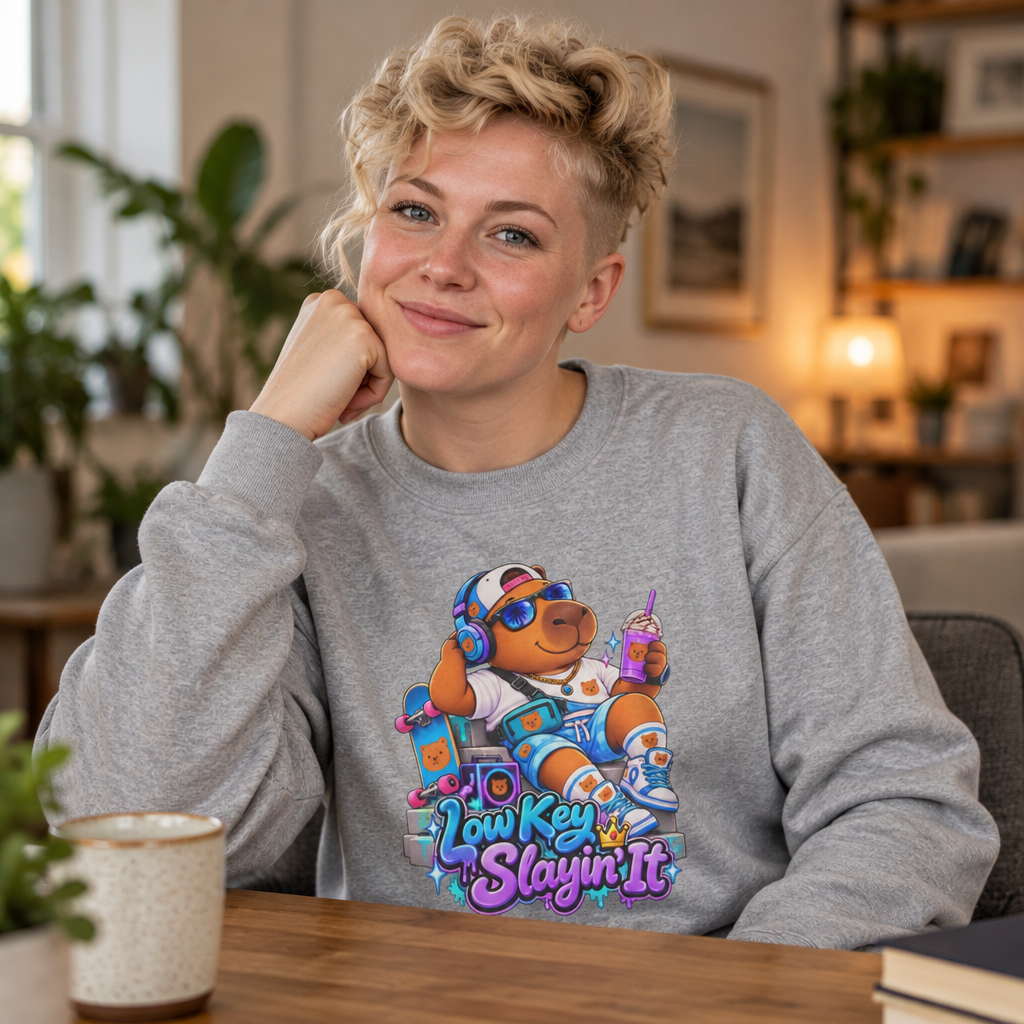 Sonny Capybara Graphic Sweatshirt — "Low Key Slayin' It"