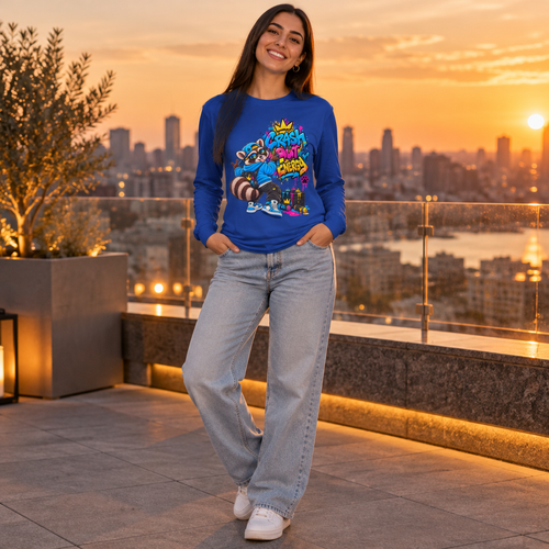 Crash Out Energy Raccoon Long Sleeve Tee