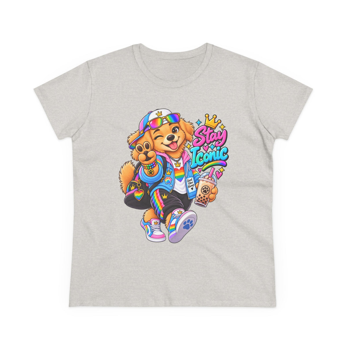 Stay Iconic Dog Graphic Tee — Cute Retro Teddy Bear Design