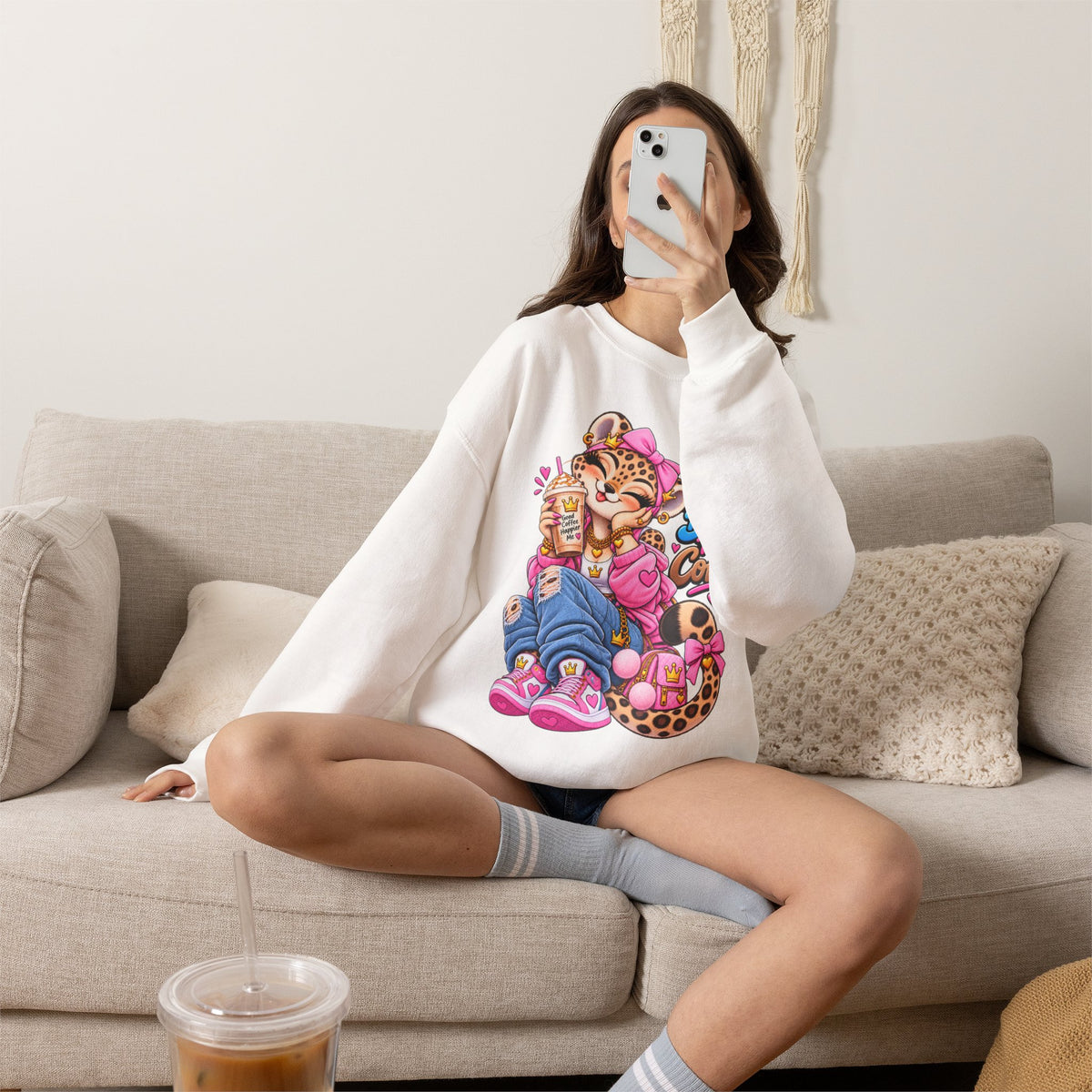 Cute Kawaii Leopard - Graphic Sweatshirt