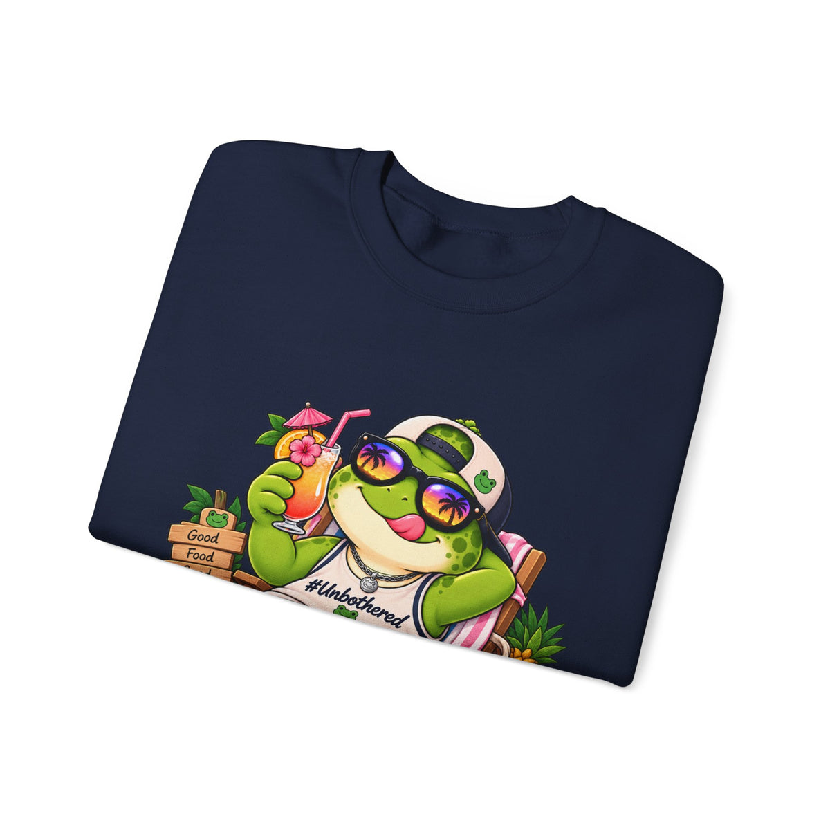 Chill Frog Crewneck Sweatshirt – Relaxed Beach Vibes Graphic Pullover