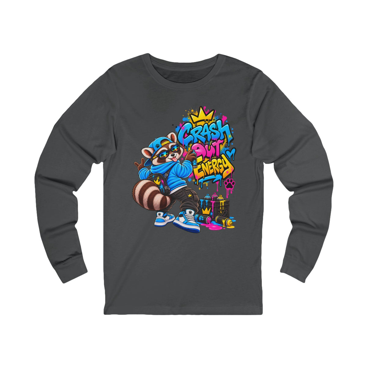 Crash Out Energy Raccoon Long Sleeve Tee