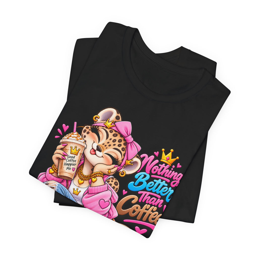 Cute Kawaii Leopard Graphic Tee — Retro Cartoon Chest Print