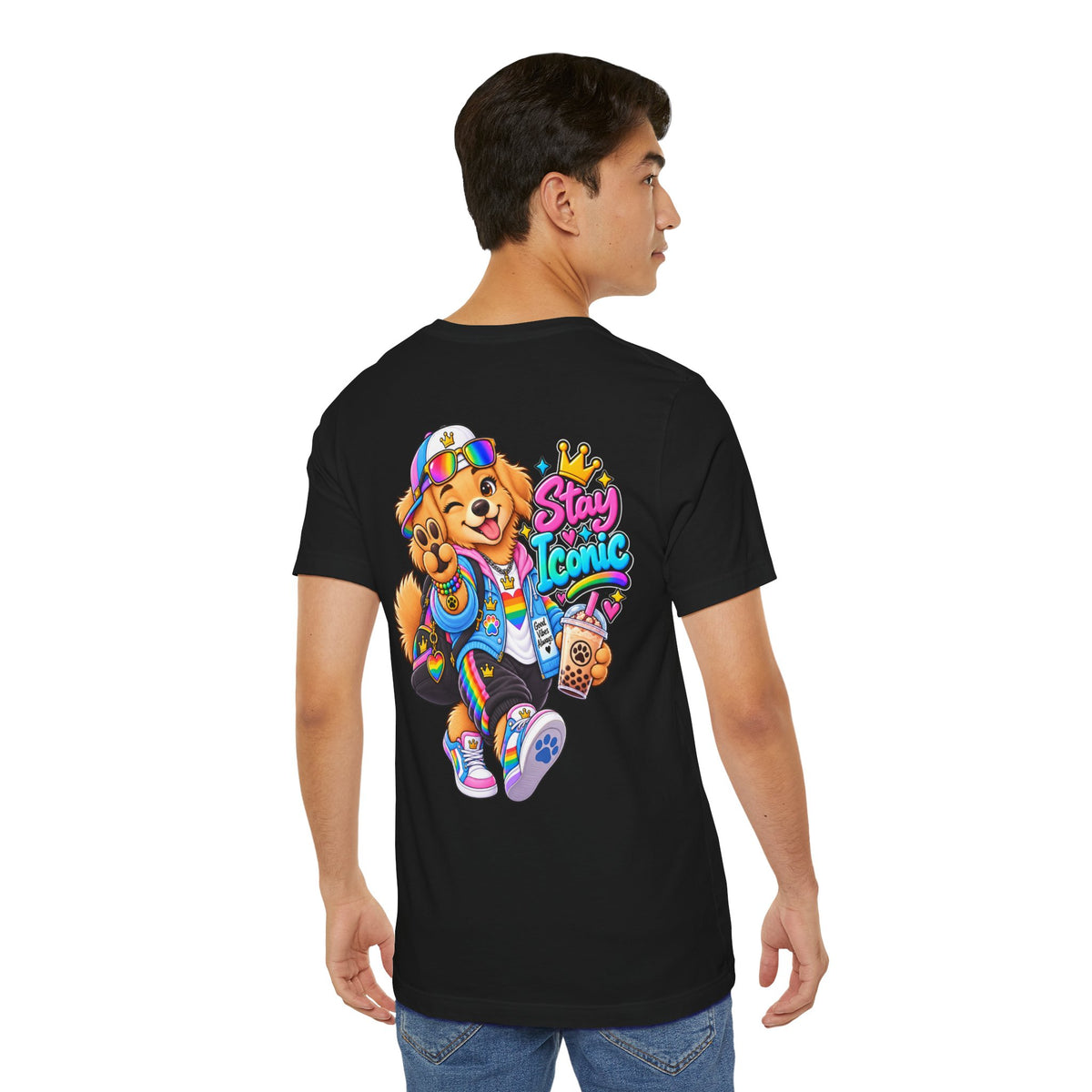 Cute Cartoon Big Personality Dog Tee — Trendy Boba Lover Graphic T-Shirt