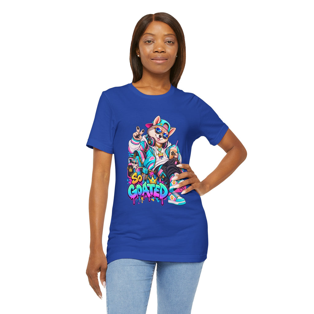 So Goated Husky with Drip T‑Shirt — Retro Skate Dog Graphic Tee