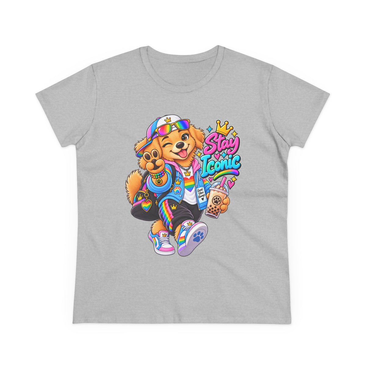 Stay Iconic Dog Graphic Tee — Cute Retro Teddy Bear Design