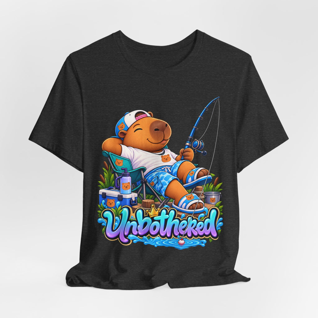 Unbothered Fishing Capybara Tee — Relaxed Vacation Vibes Graphic T-Shirt