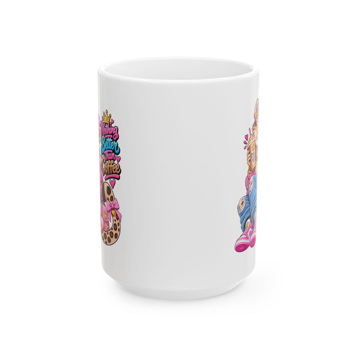 Cute Leopard Coffee Mug — Colorful Retro Girl Illustration (11oz/15oz)