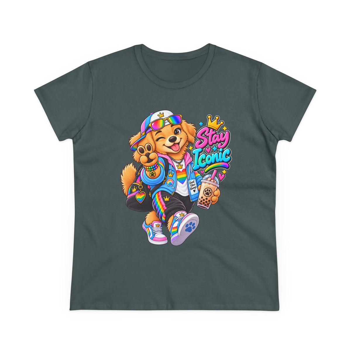 Stay Iconic Dog Graphic Tee — Cute Retro Teddy Bear Design